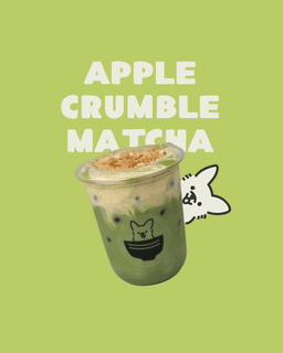 apple brown sugar syrup, milk, matcha, salted maple cream, & apple crumble topping