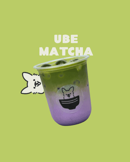 ube syrup, milk, & matcha
